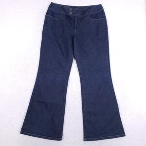 Xhilaration Flare Jeans 11 Dark Wash Wide Leg Y2K Low Rise Double Button Retro